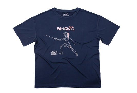 Kadın Fencing Baskılı Oversize Rahat Kesim T-shirt