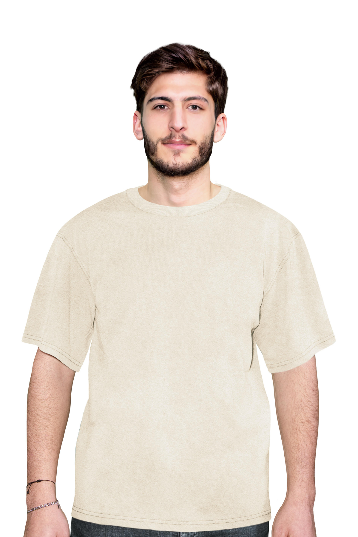 Men's Off-White Washed Effect T-Shirt