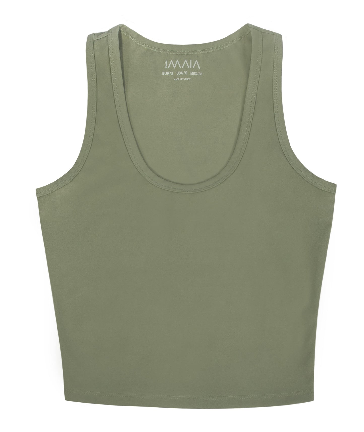 Women's Khaki Pickleball Crop Tank Top with Embroidery Detail