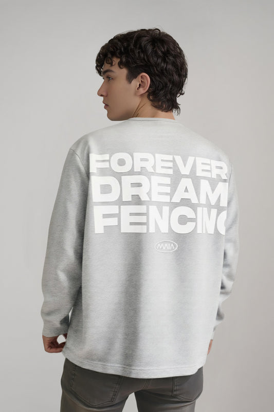 Men's Grey Melange Colored Fencing Themed Sweatshirt