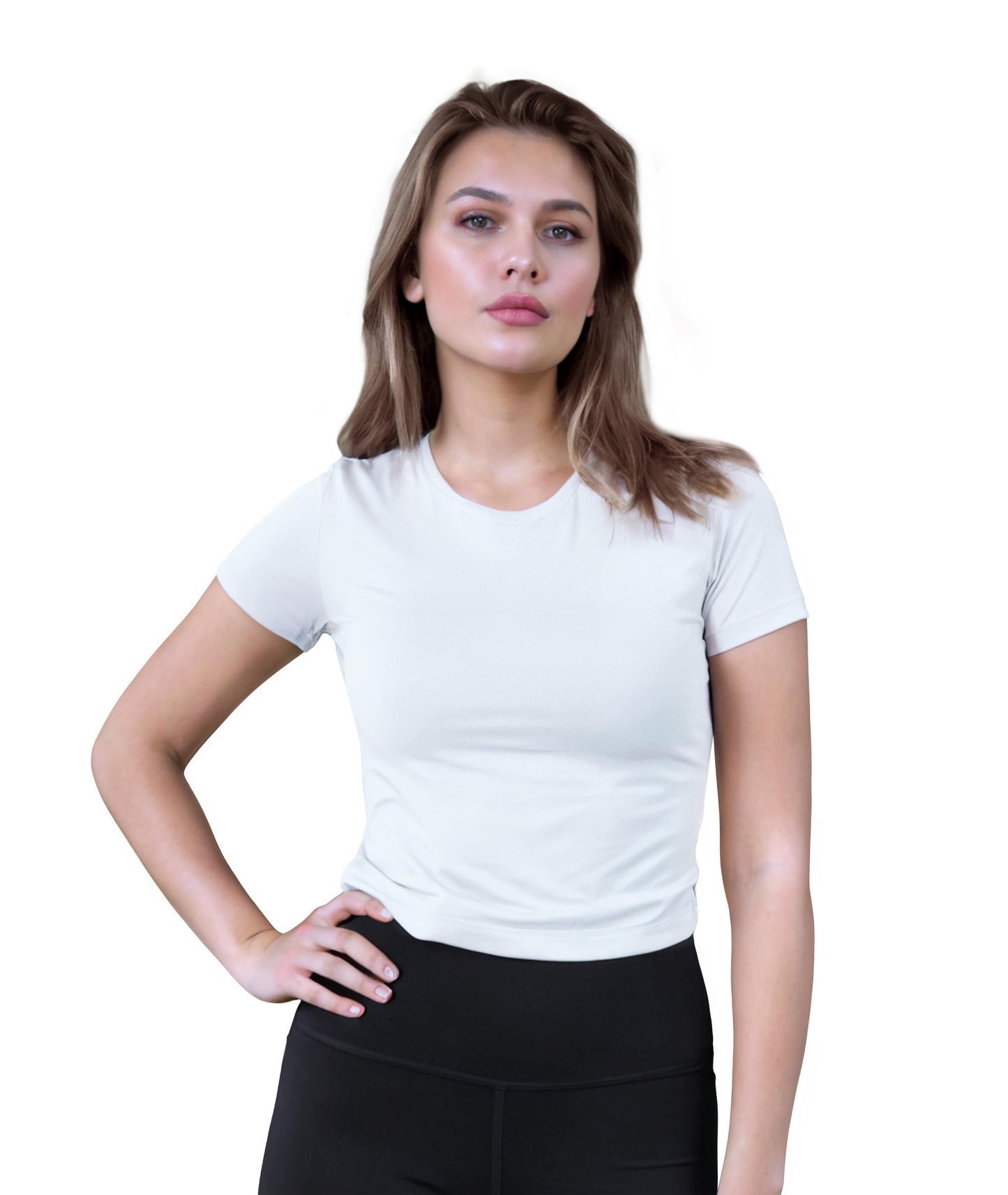 Kadın Beyaz Renkli Crop Tişört