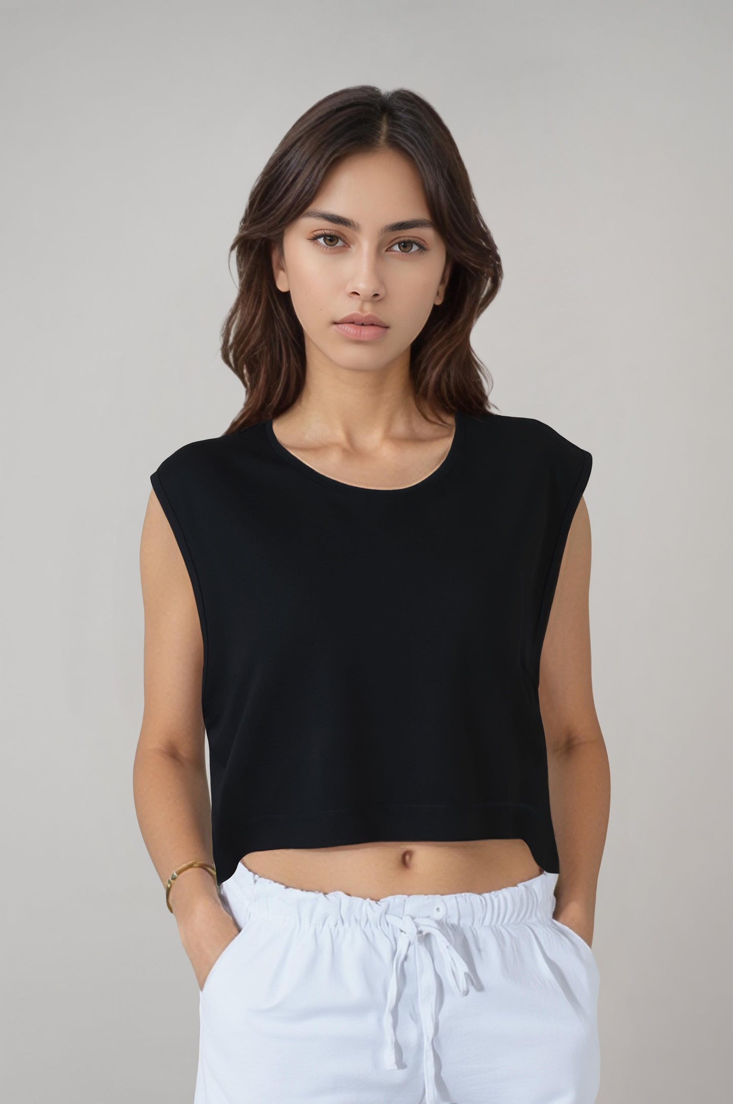 Kadın Spor Siyah Crop Üst