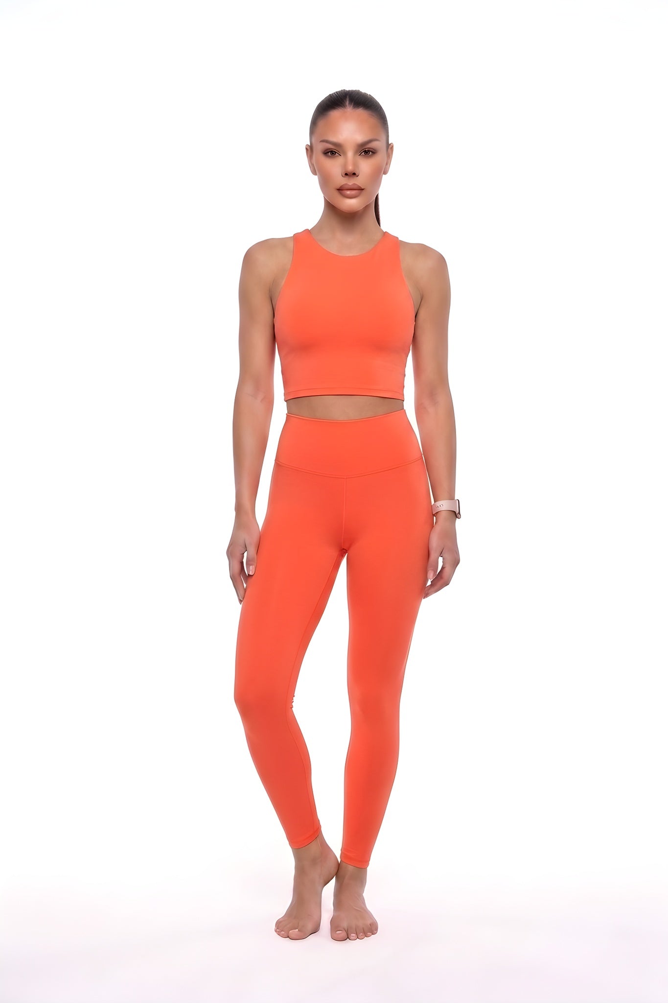 Women's Orange High-Waisted Leggings