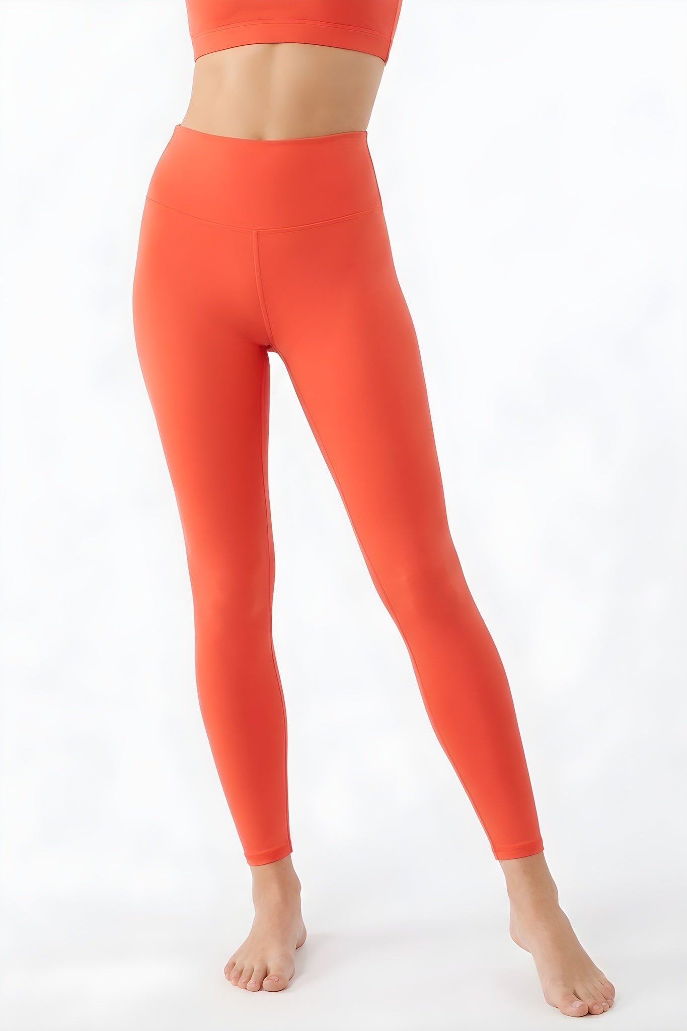 Women's Orange High-Waisted Leggings
