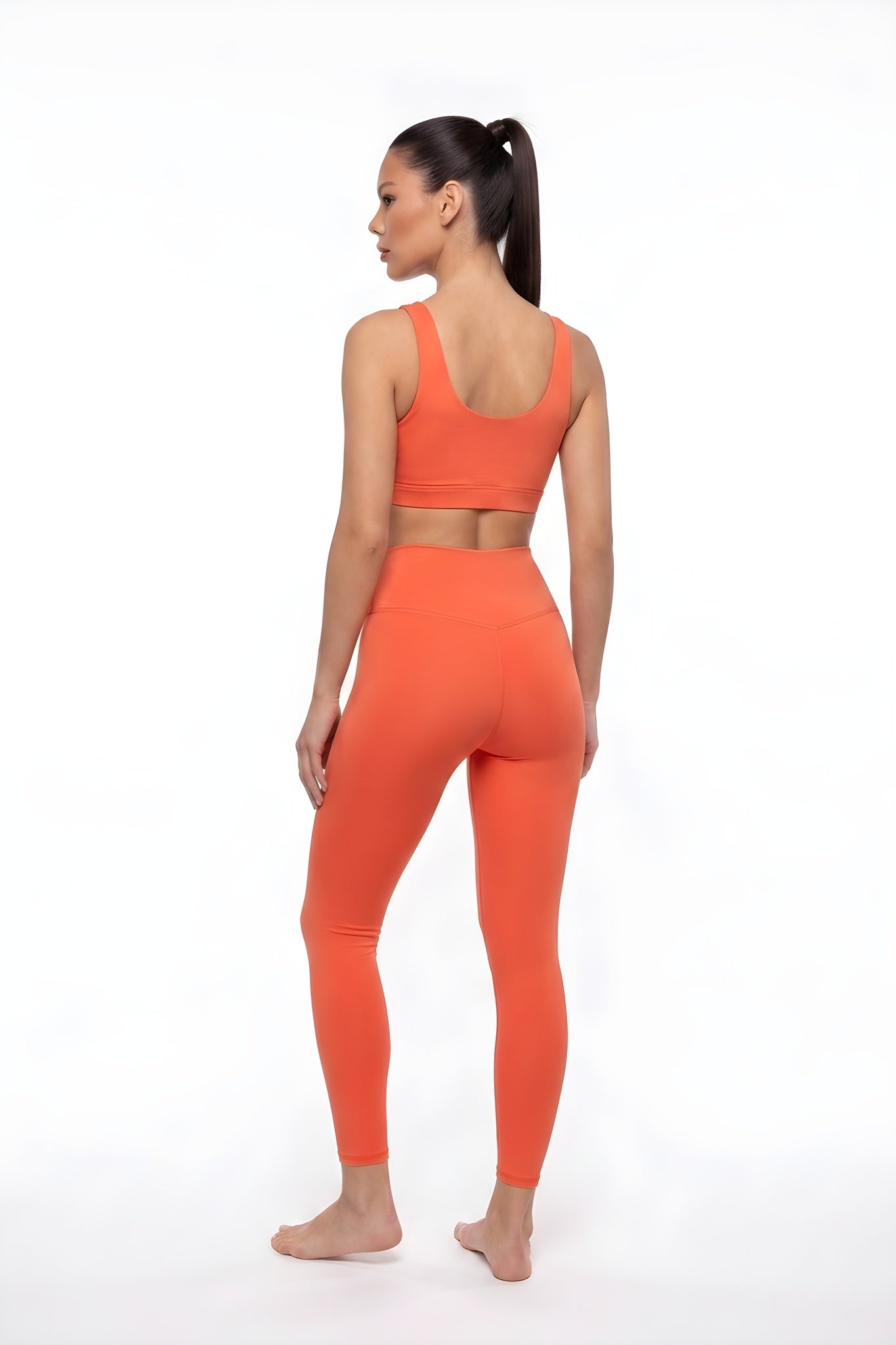 Women's Orange High-Waisted Leggings
