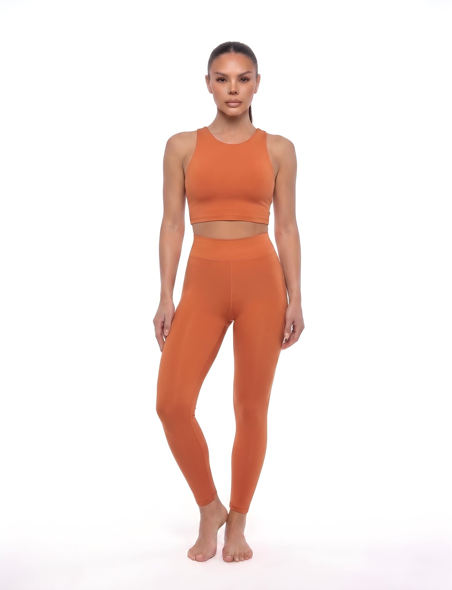 Women's Orange Leggings with Elastic Waist