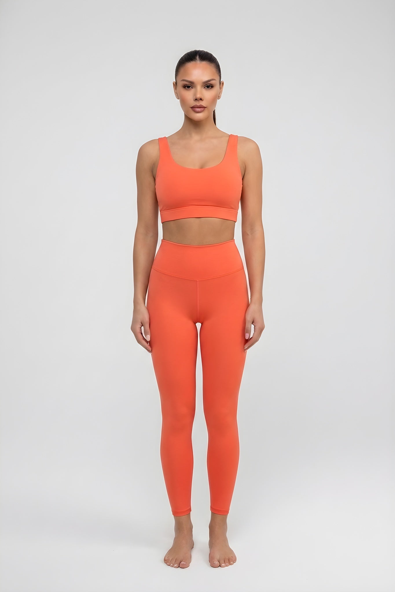 Women's Orange High-Waisted Leggings