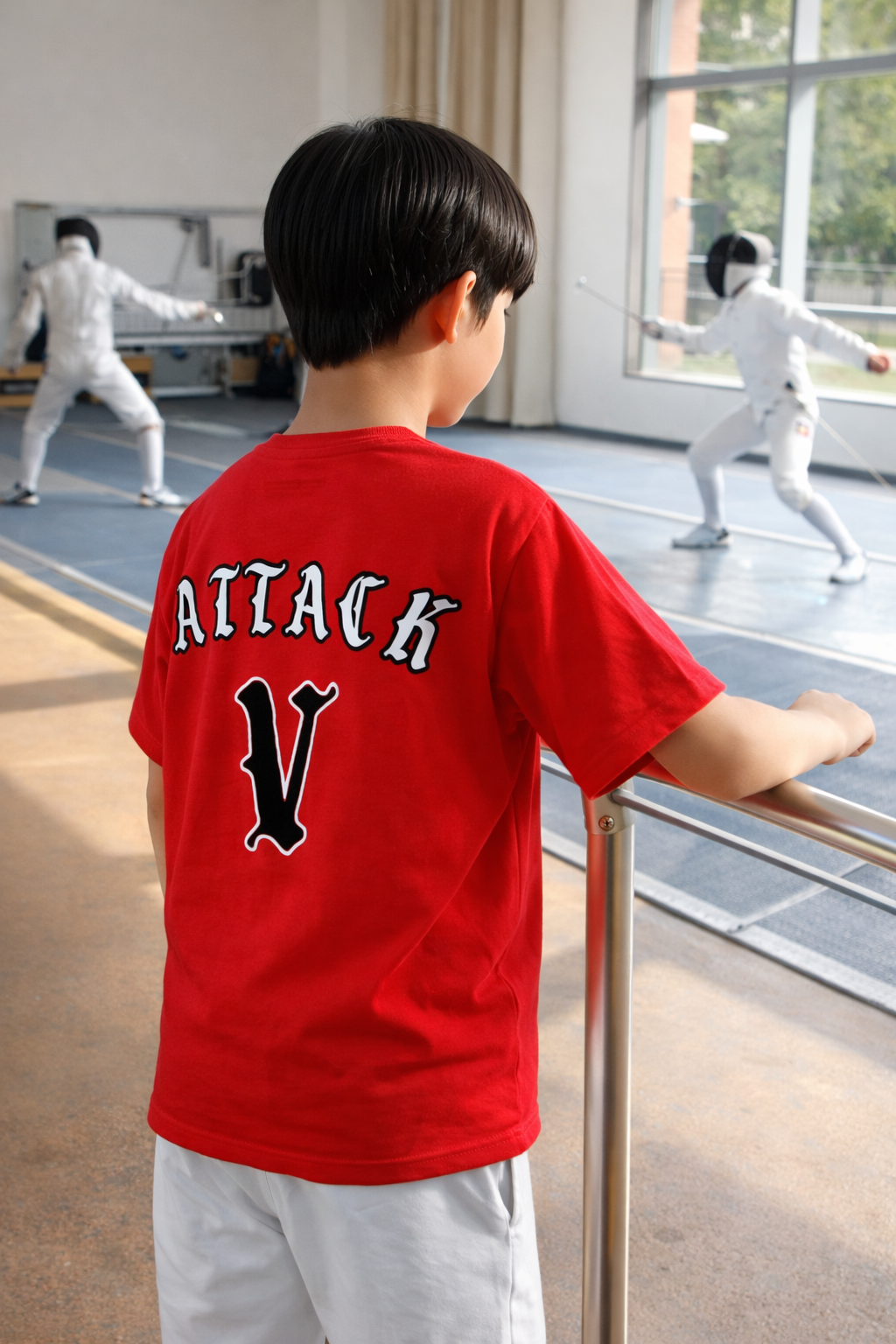 Erkek Çocuk Kırmızı Renkli Fencing Attack Tişört