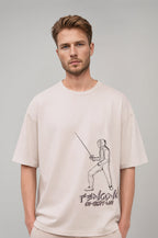 Erkek Fencing Baskılı Oversize T-shirt