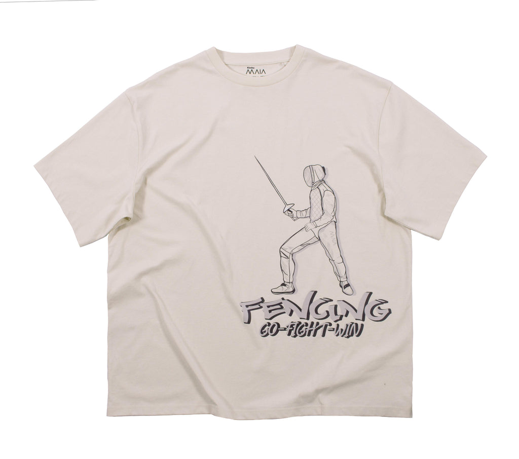 Erkek Fencing Baskılı Oversize T-shirt