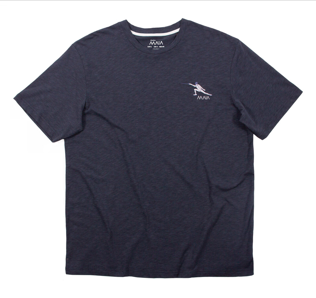 Erkek Fencing Nakış Detaylı Bisiklet Yaka T-shirt