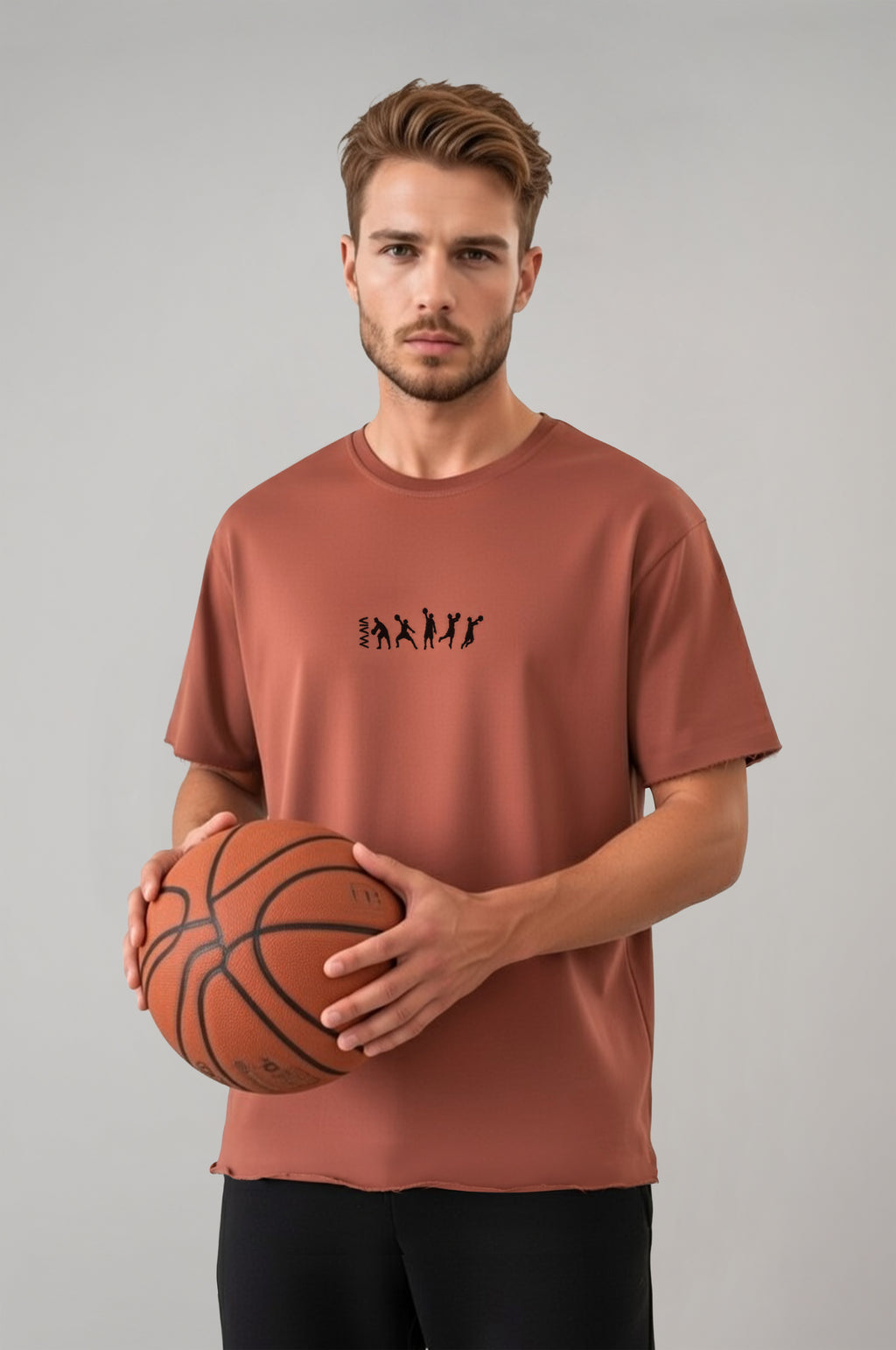Erkek Basketball Nakış Detaylı T-shirt
