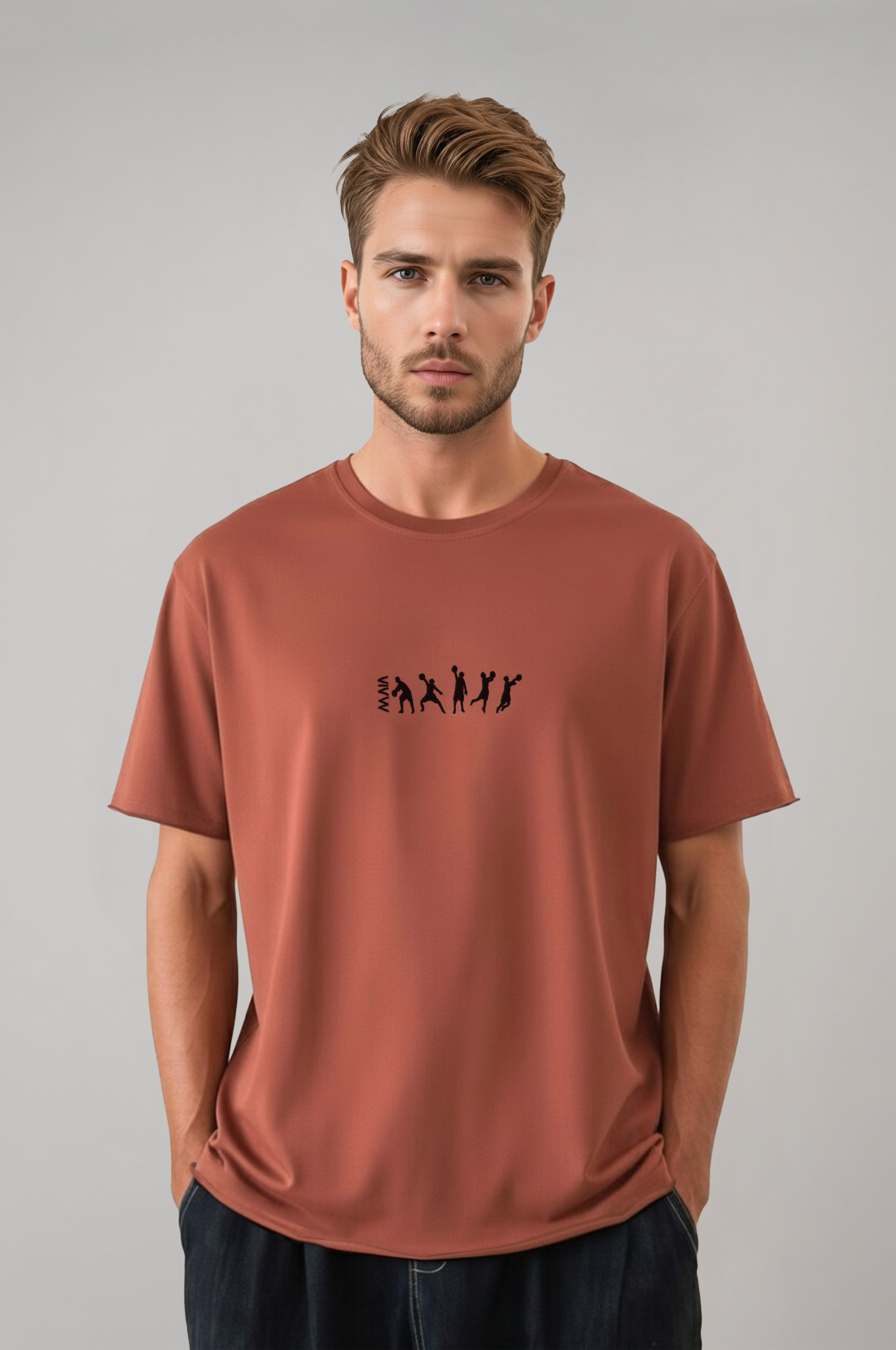 Erkek Basketball Nakış Detaylı T-shirt