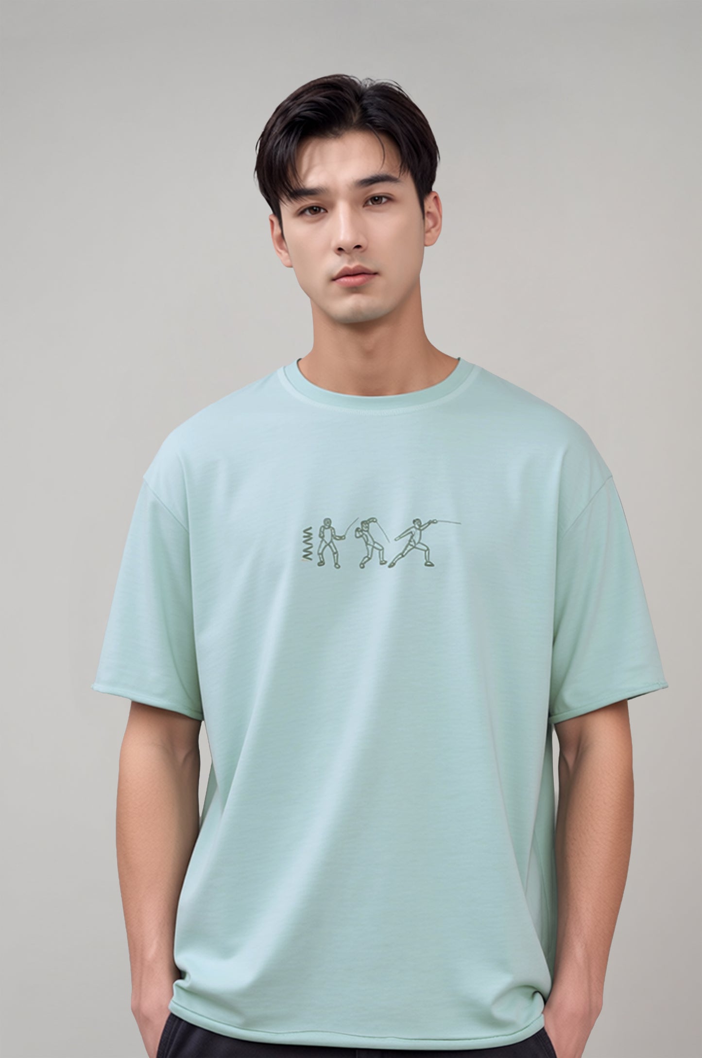 Men's Fencing Oversize T-shirt with Embroidery Detail 
