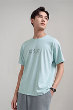 Erkek Fencing Nakış Detaylı Oversize T-shirt