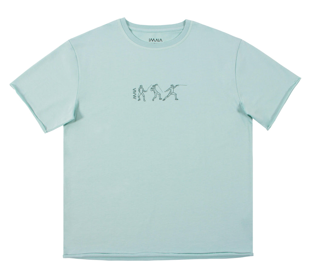 Erkek Fencing Nakış Detaylı Oversize T-shirt