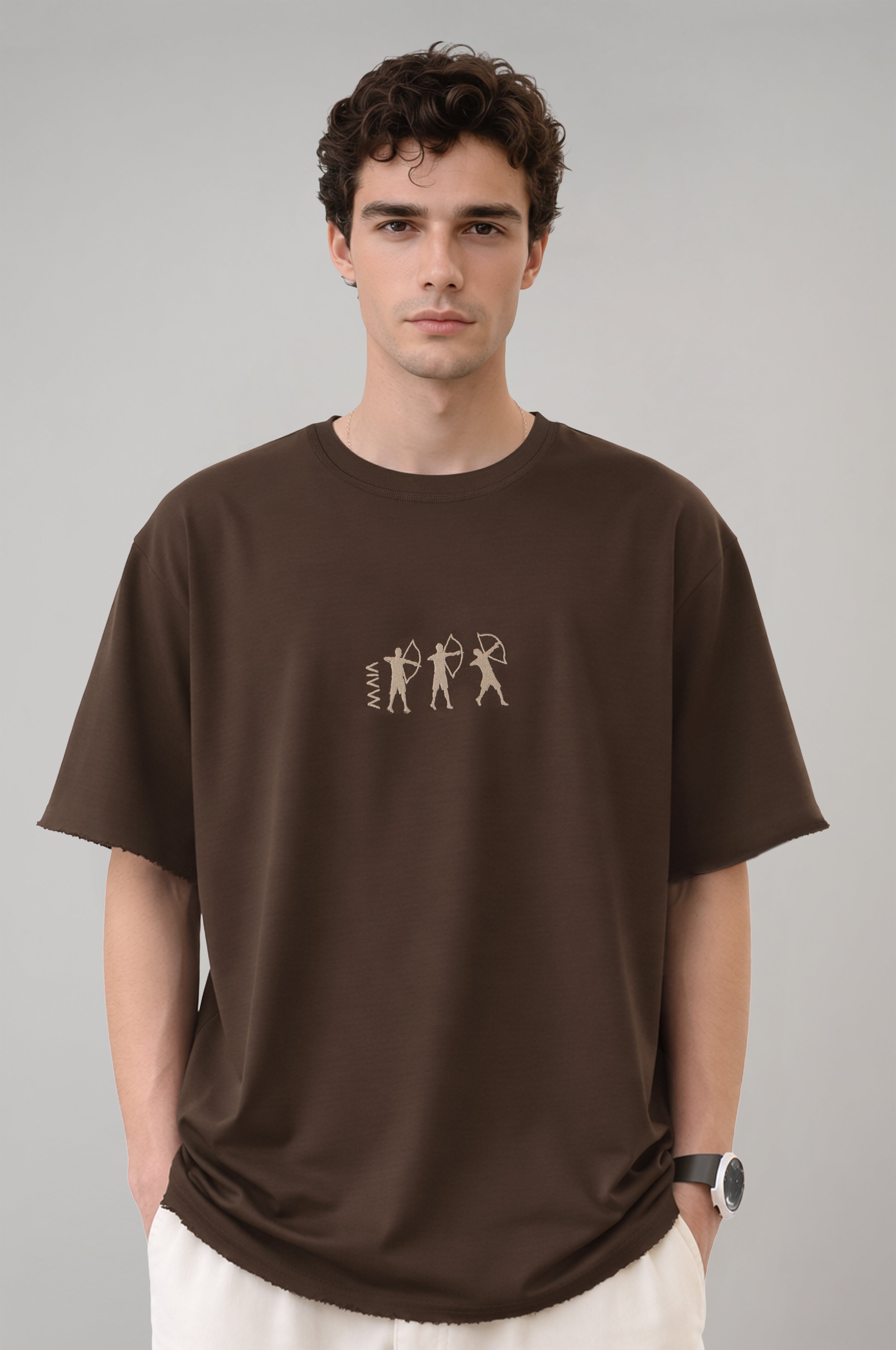 Erkek Okçuluk Nakış Detaylı T-shirt