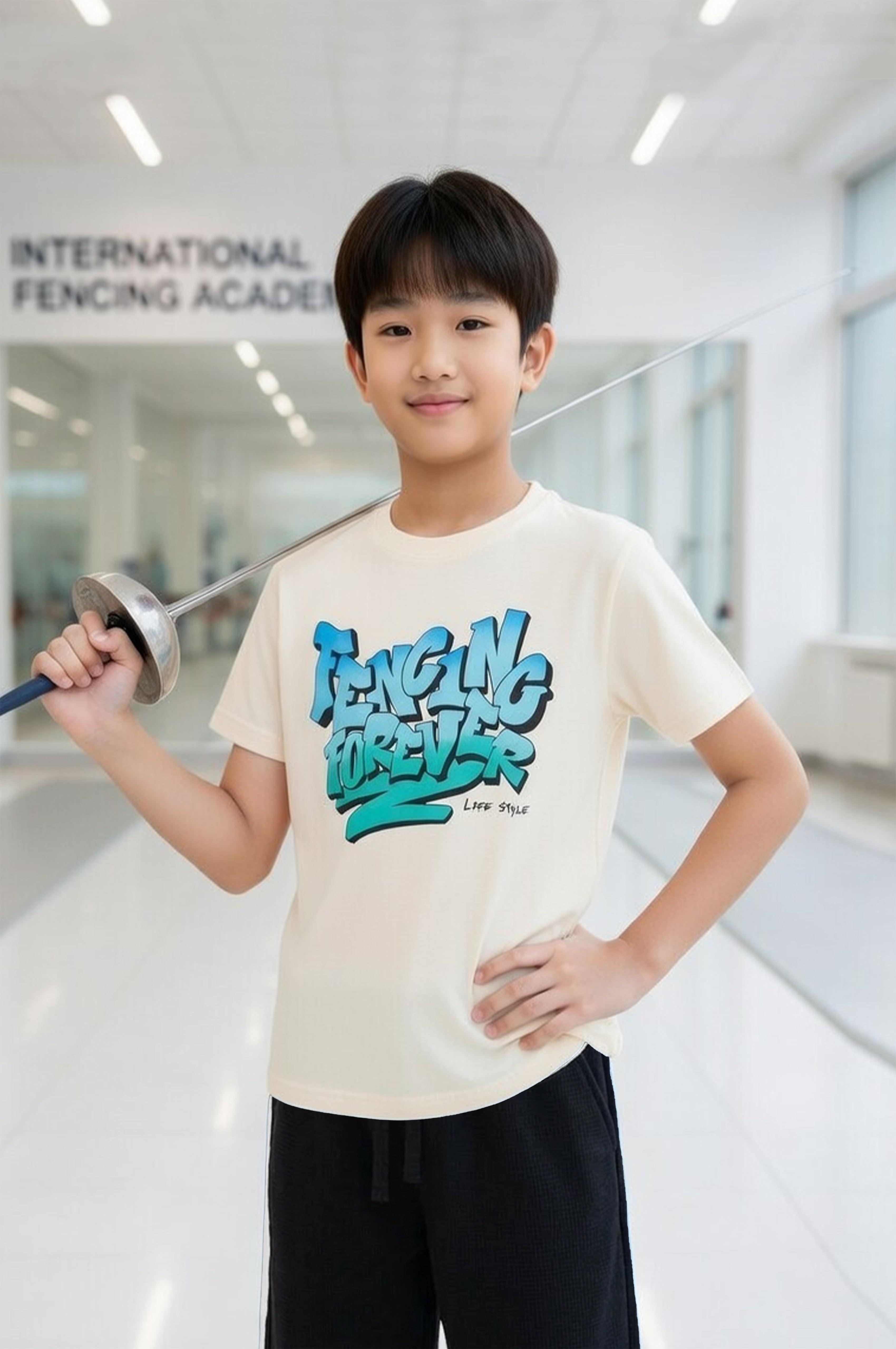 Boys' Beige Fencing Forever T-shirt 