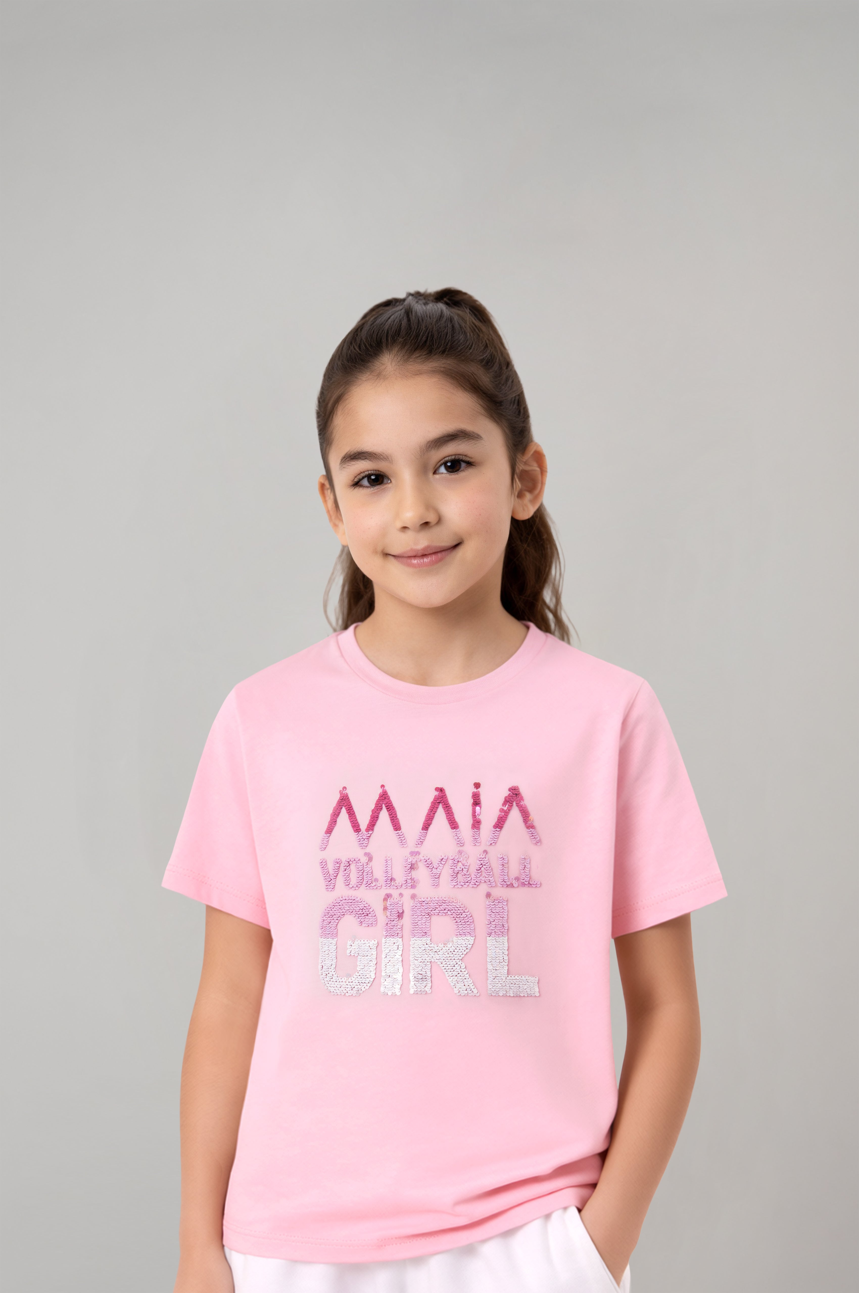 Girls' Volleyball Patterned T-shirt