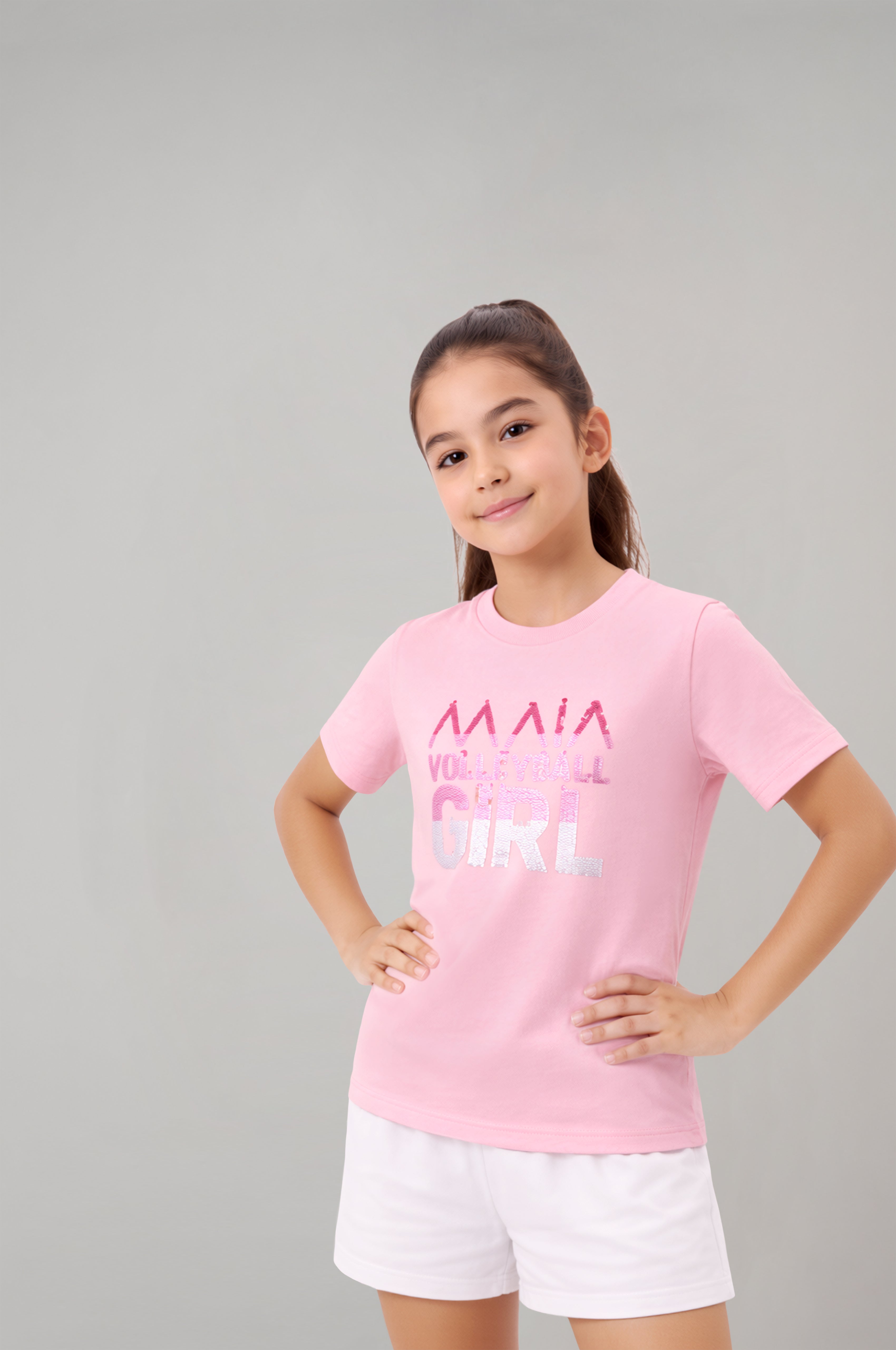 Girls' Volleyball Patterned T-shirt