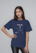 Kadın Fencing Baskılı Oversize Rahat Kesim T-shirt