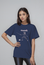 Kadın Fencing Baskılı Oversize Rahat Kesim T-shirt