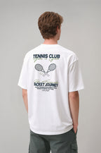Erkek Tennis Sırt Baskılı Oversize T-shirt