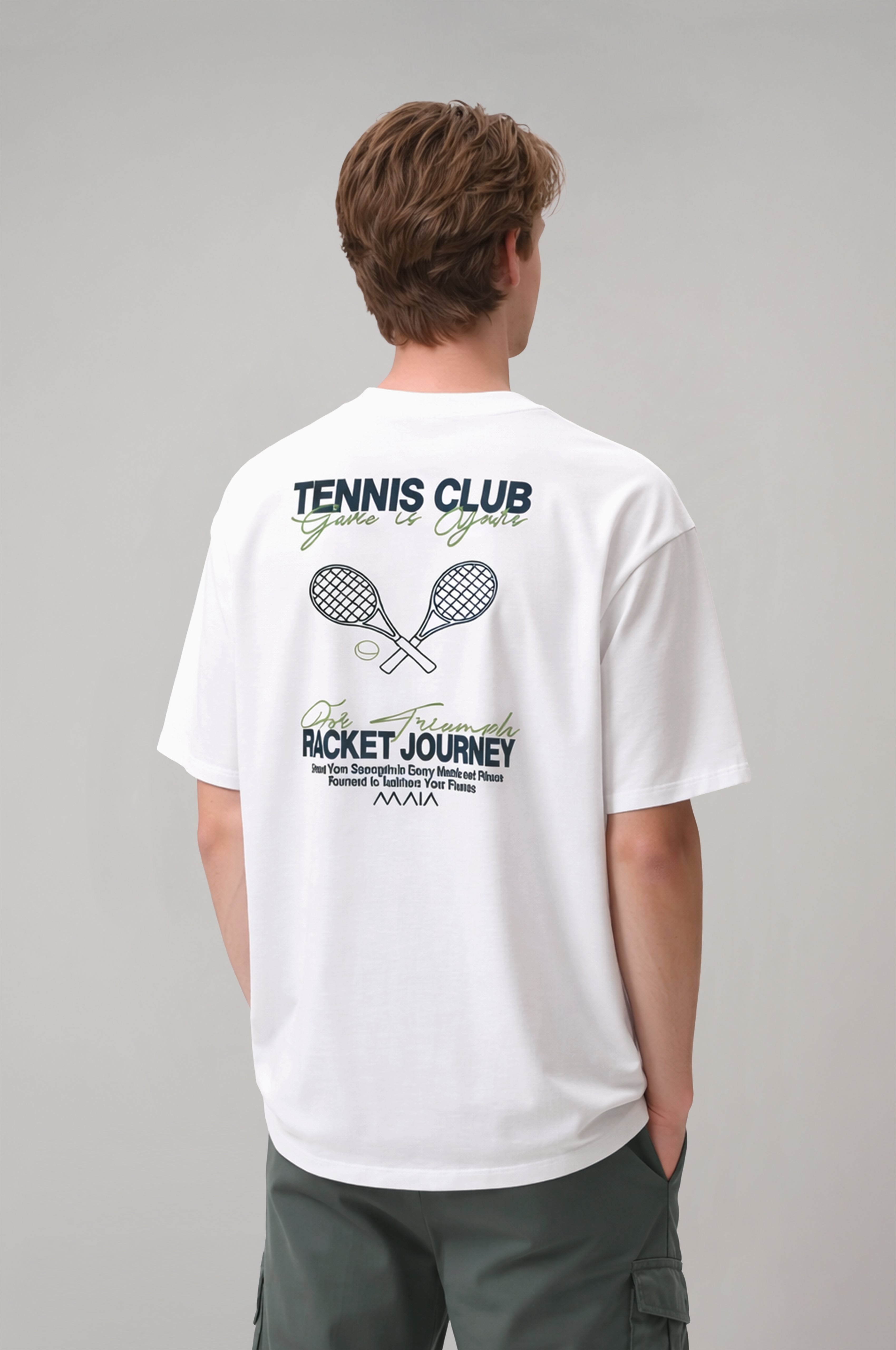 Erkek Tennis Sırt Baskılı Oversize T-shirt
