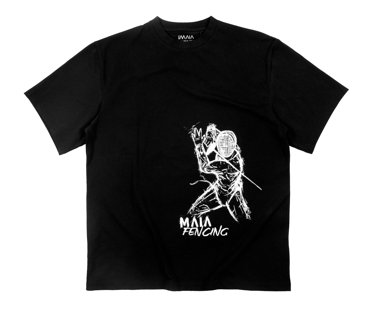 Men's Black Fencing Embossed Oversize T-Shirt 