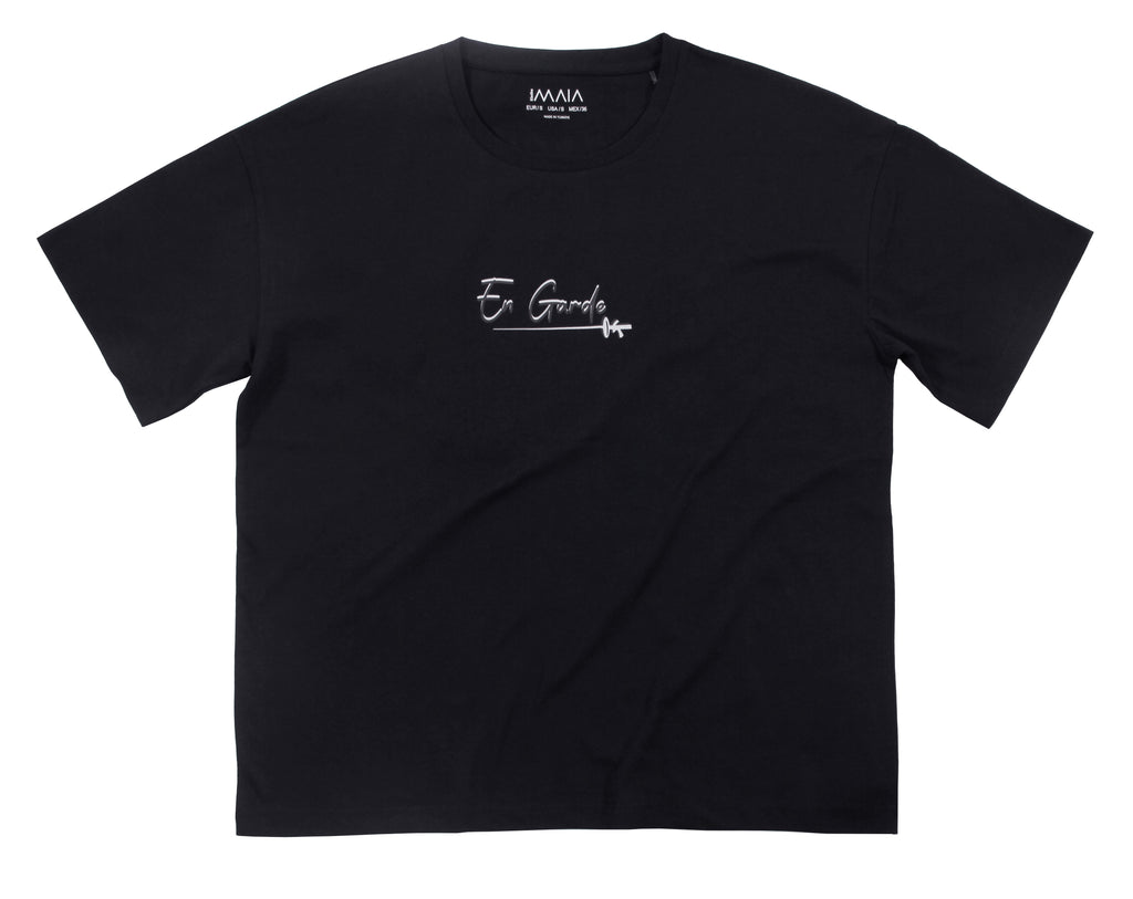 Kadın Siyah Renkli Fencing Baskılı Oversize T-shirt