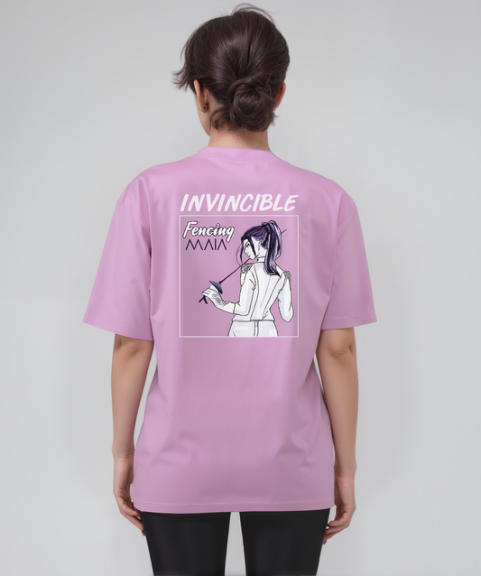 Kadın Fencing Baskılı Lila Oversize T-shirt