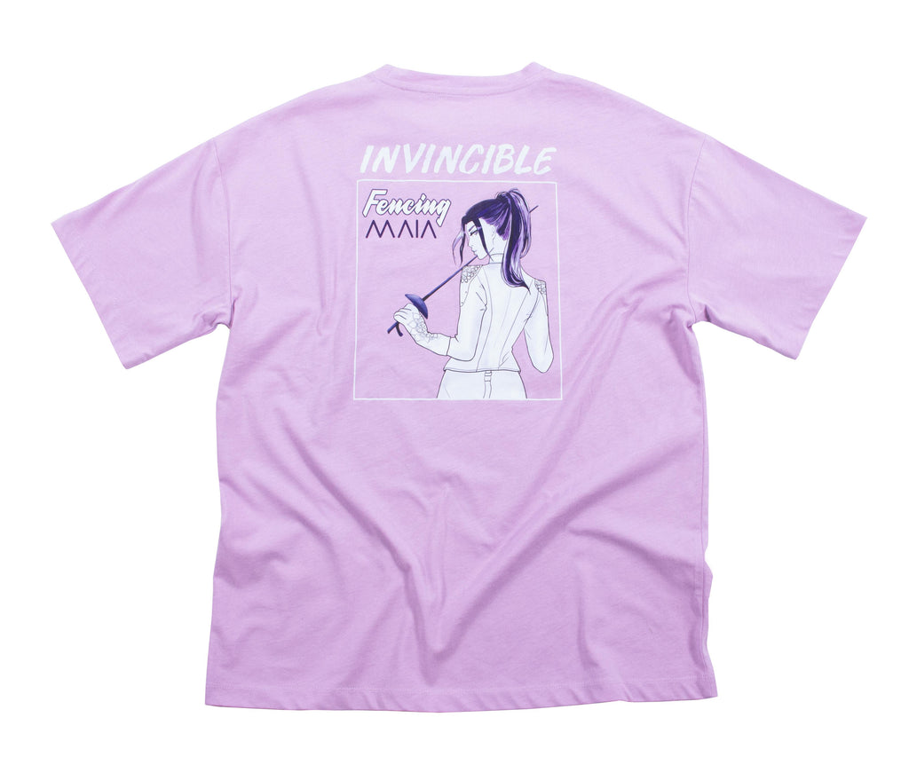 Kadın Fencing Baskılı Lila Oversize T-shirt