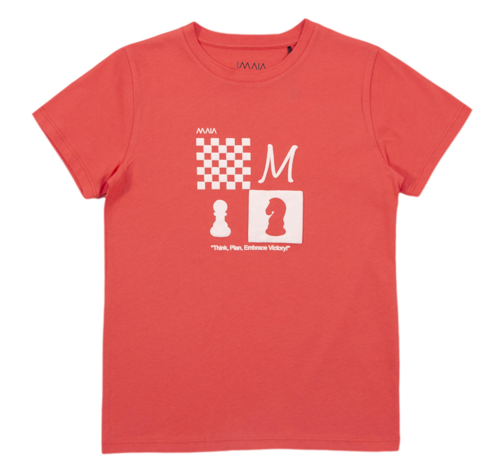 Kız Çocuk Satranç Kabaran Baskılı T-shirt