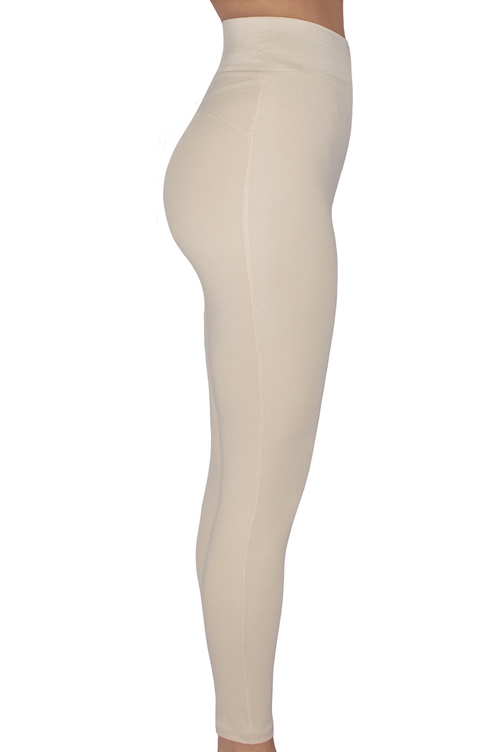 Kadın Ekru Renkli Beli Lastikli Tayt