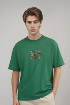 Erkek Yeşil Renkli American Football Oversize T-shirt