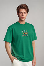 Erkek Yeşil Renkli American Football Oversize T-shirt