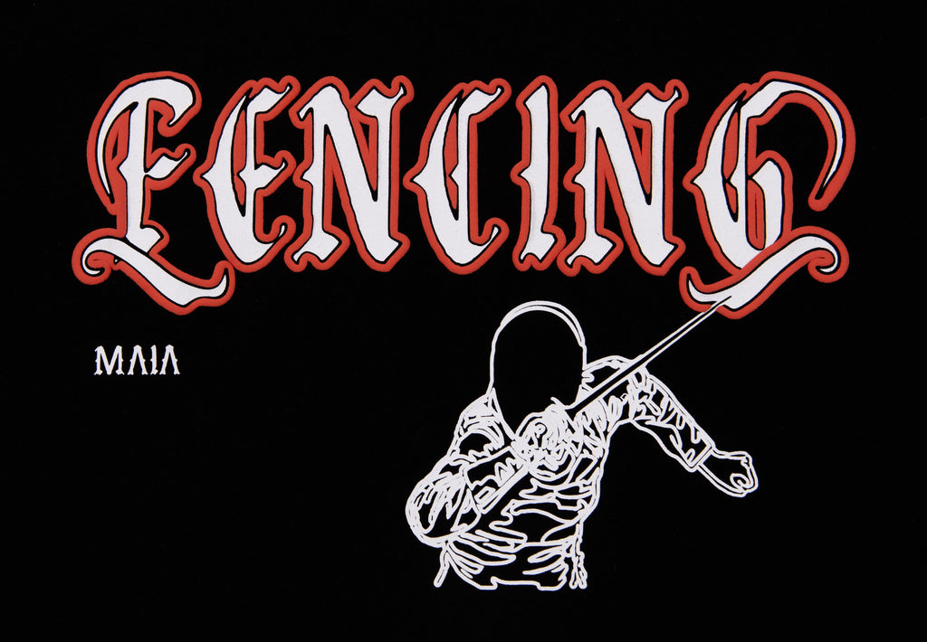 Erkek Çocuk Siyah Renkli Fencing Kabaran Baskılı Tişört