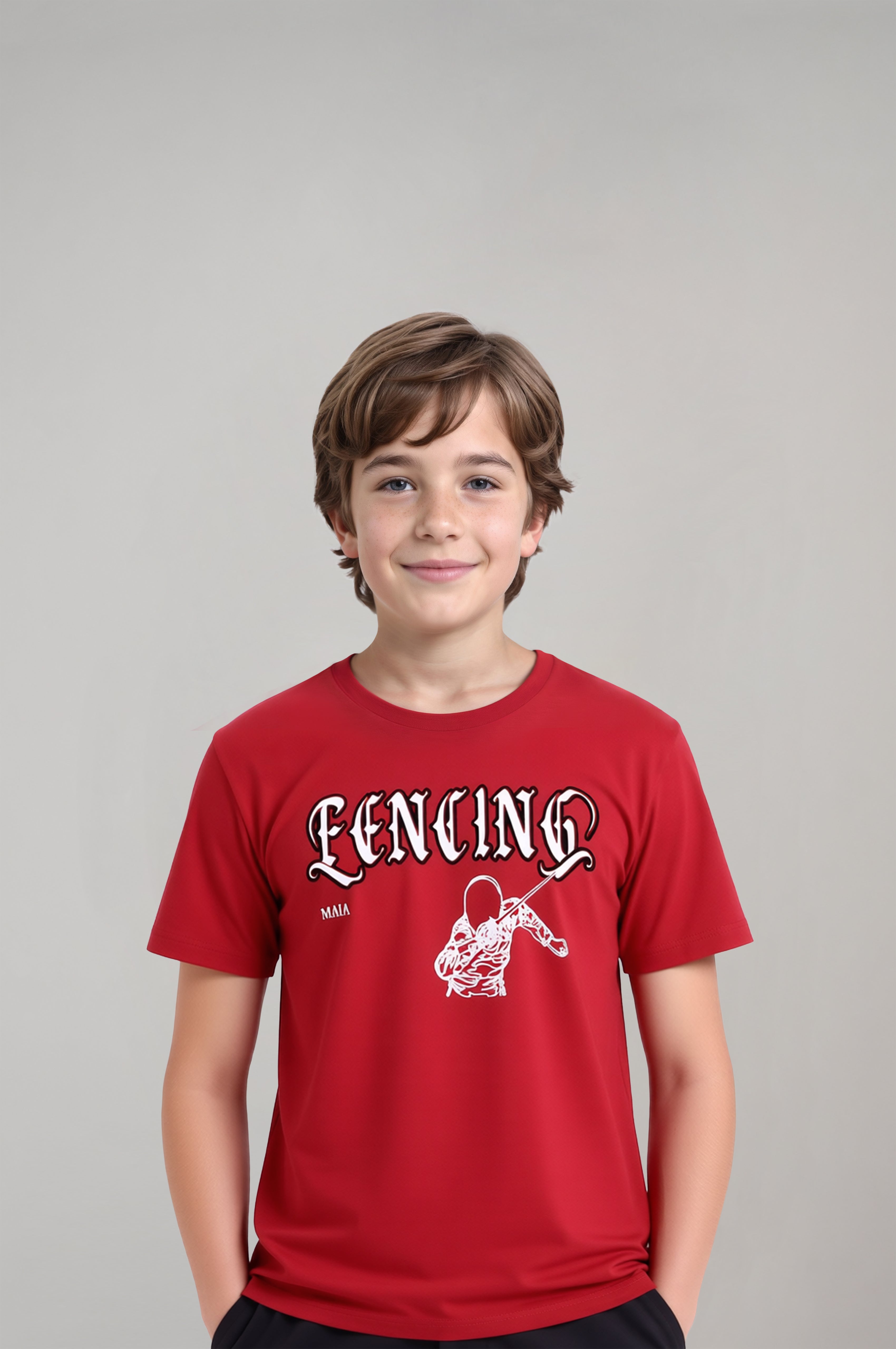 Boys' Red Fencing Printed T-Shirt 