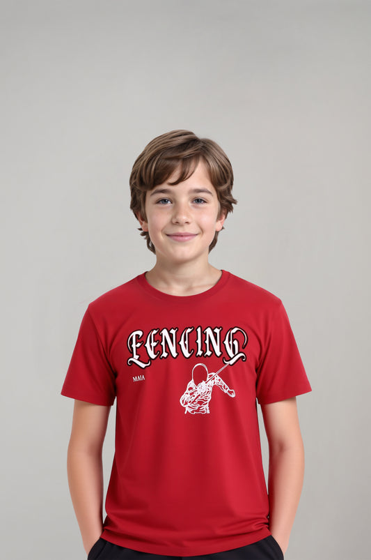 Boys' Red Fencing Printed T-Shirt 