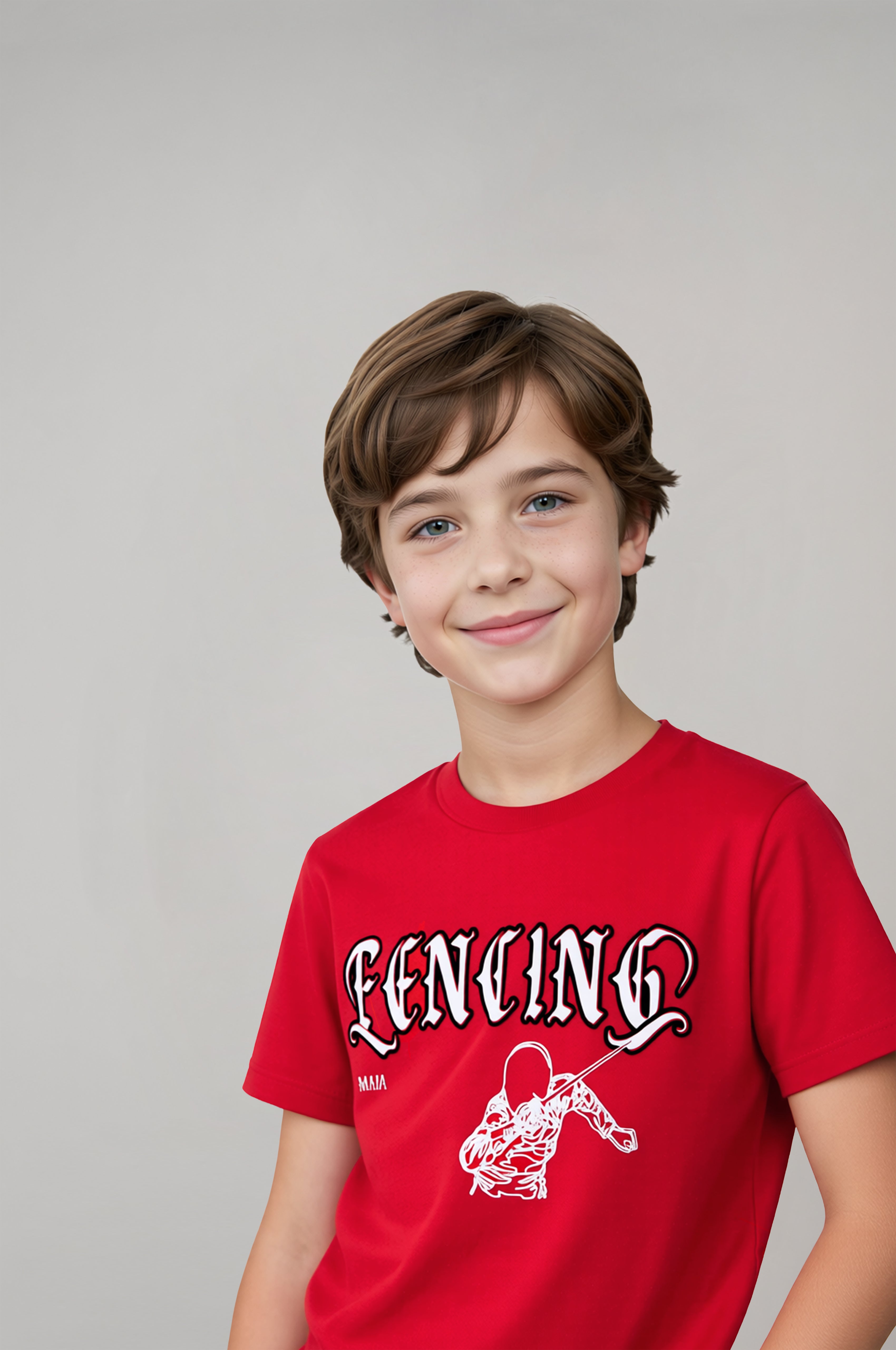 Boys' Red Fencing Printed T-Shirt 