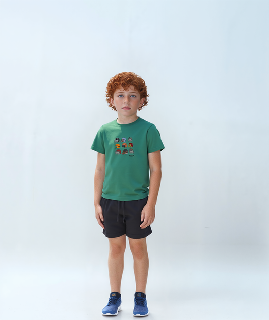 Boys' Green American Football T-Shirt 