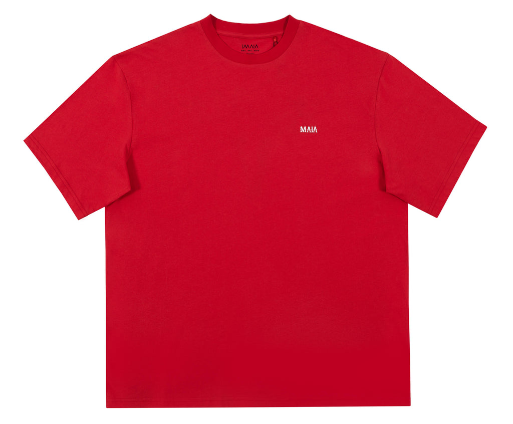 Erkek Kırmızı Renkli Fencing Sırt Baskılı Oversize T-shirt