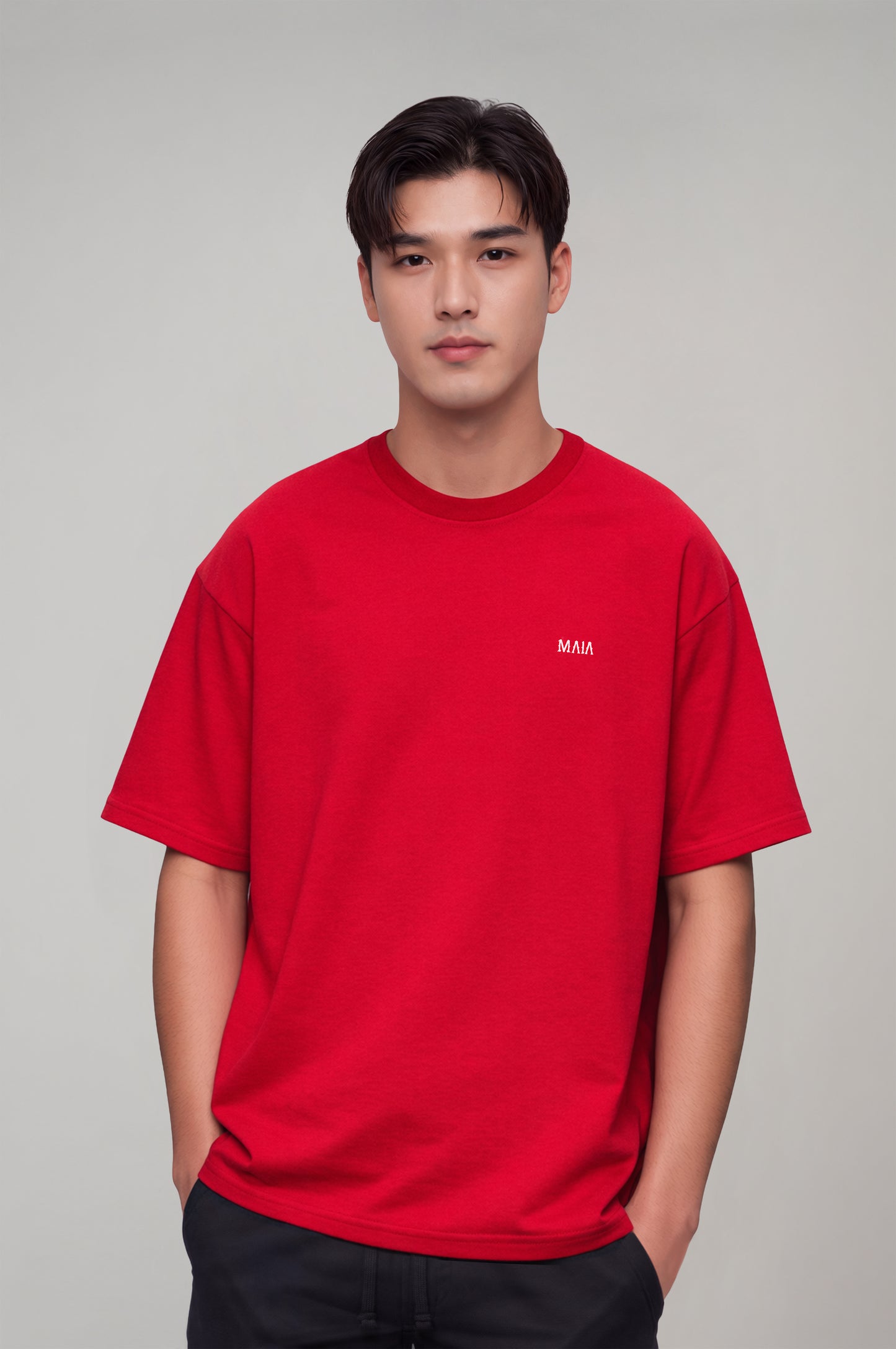 Men's Red Fencing Back Print Oversize T-shirt 