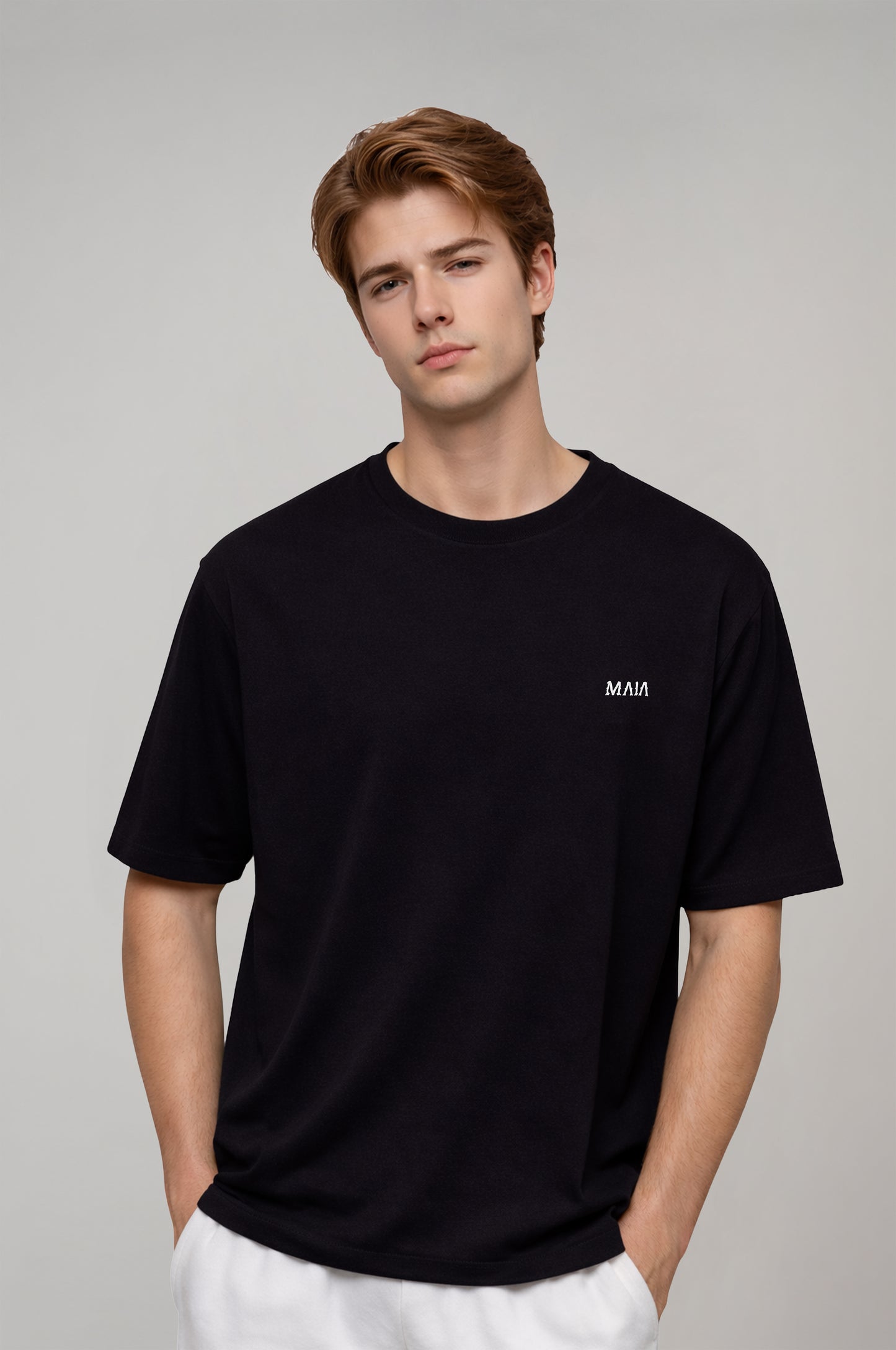 Men's Black Fencing Back Print Oversize T-shirt 