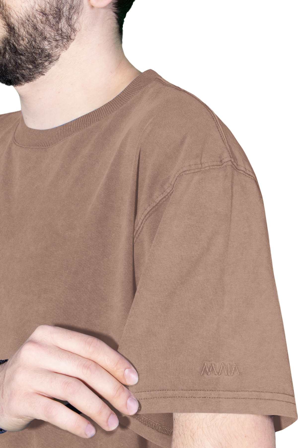 Erkek Açık Kahverengi Yıkama Efektli Tişört