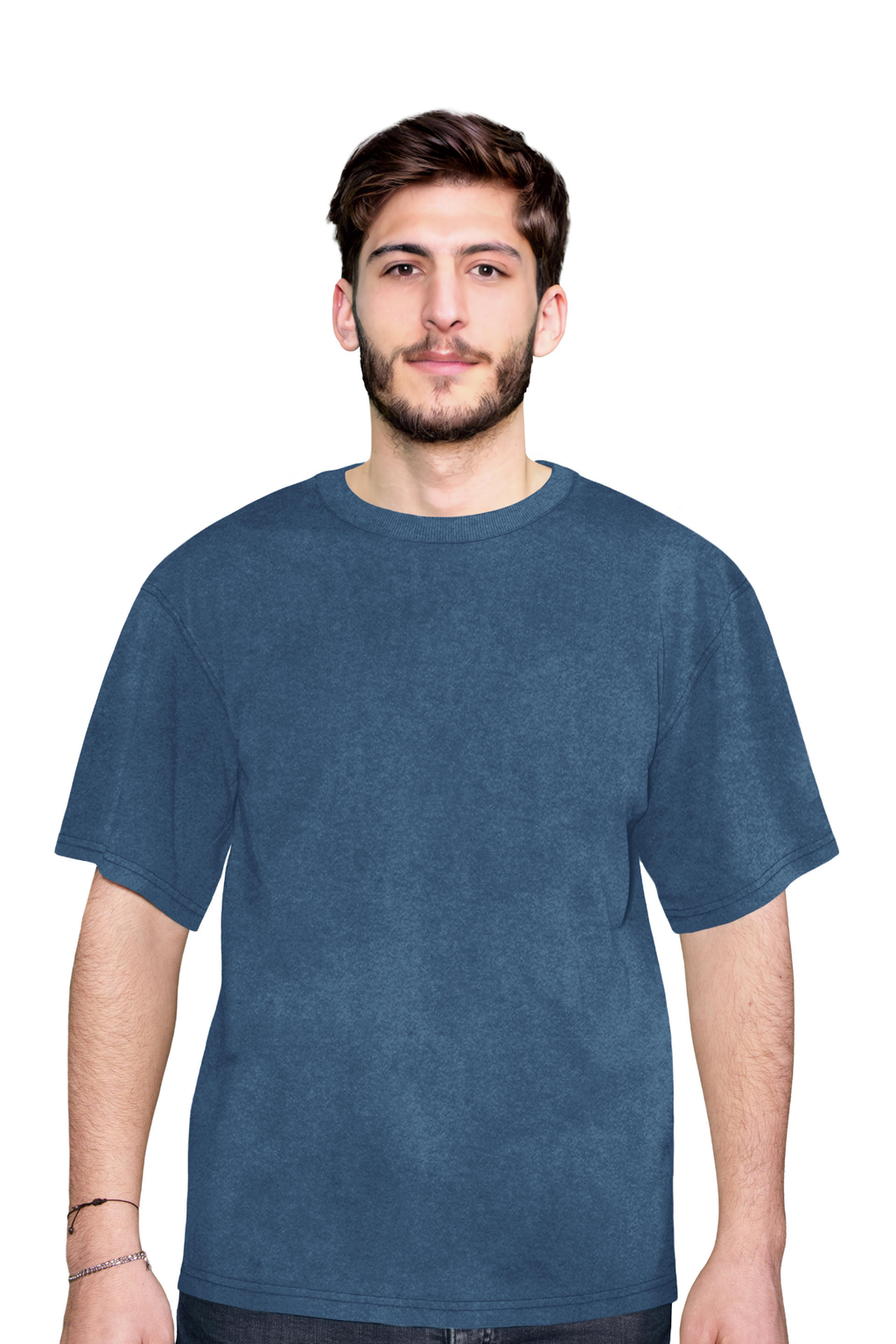 Erkek Lacivert Renkli Yıkama Efektli Tişört