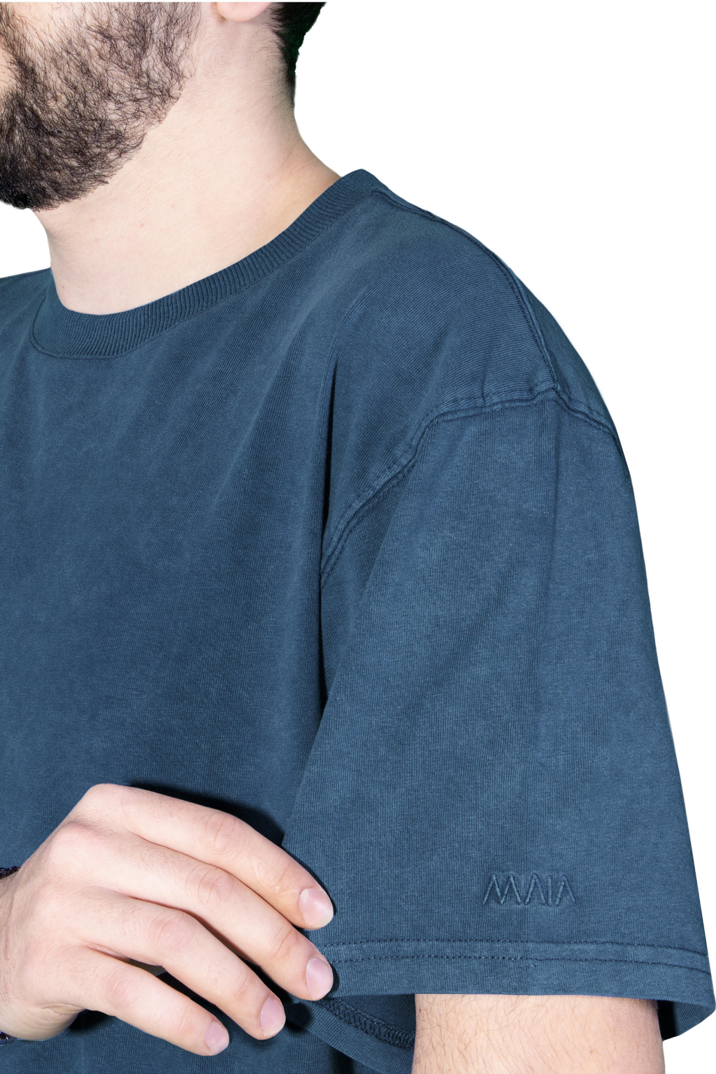 Erkek Lacivert Renkli Yıkama Efektli Tişört