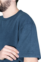 Erkek Lacivert Renkli Yıkama Efektli Tişört