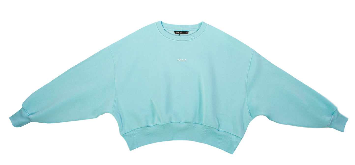 Kadın Mavi Renkli Sweatshirt Şort Takım