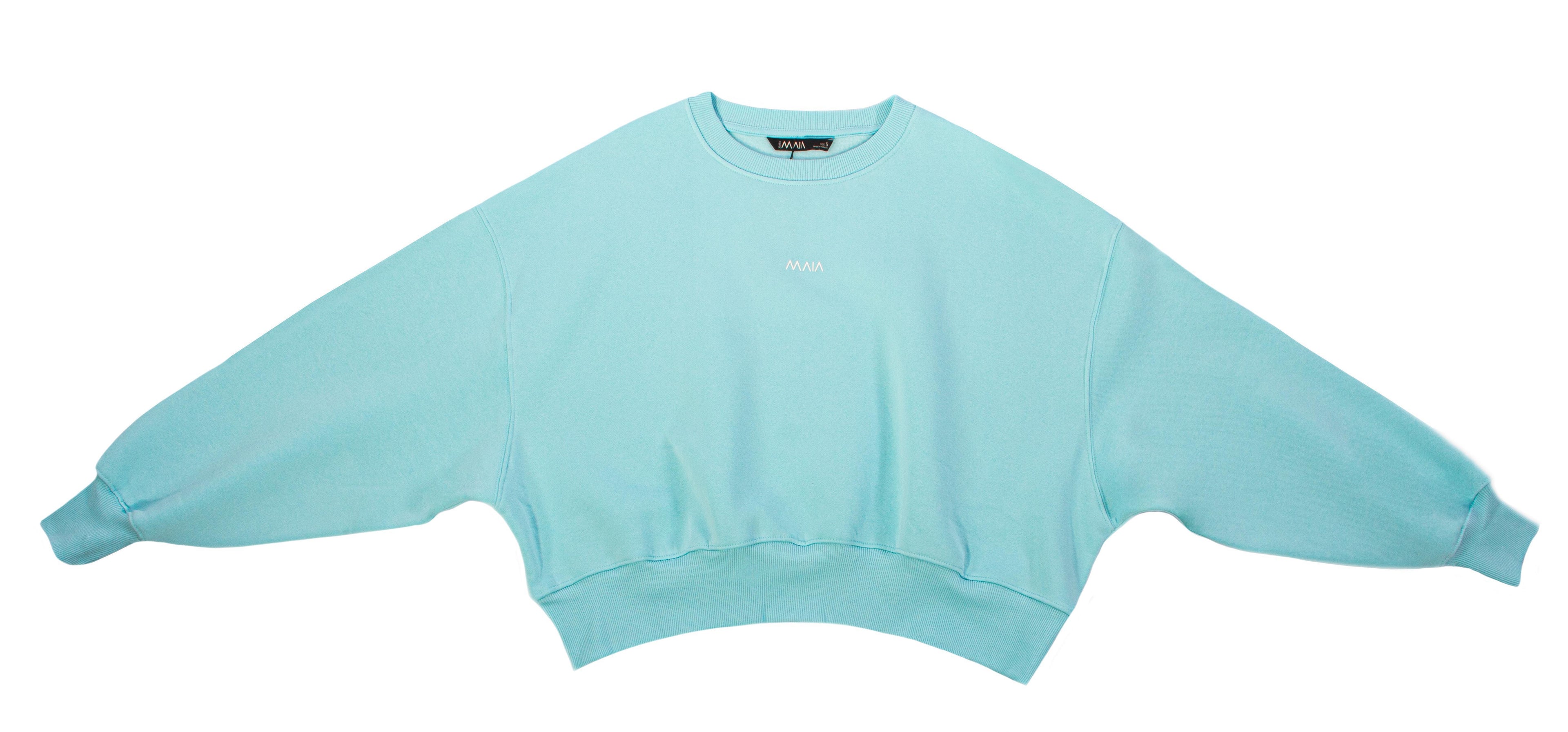 Kadın Mavi Renkli Sweatshirt Şort Takım